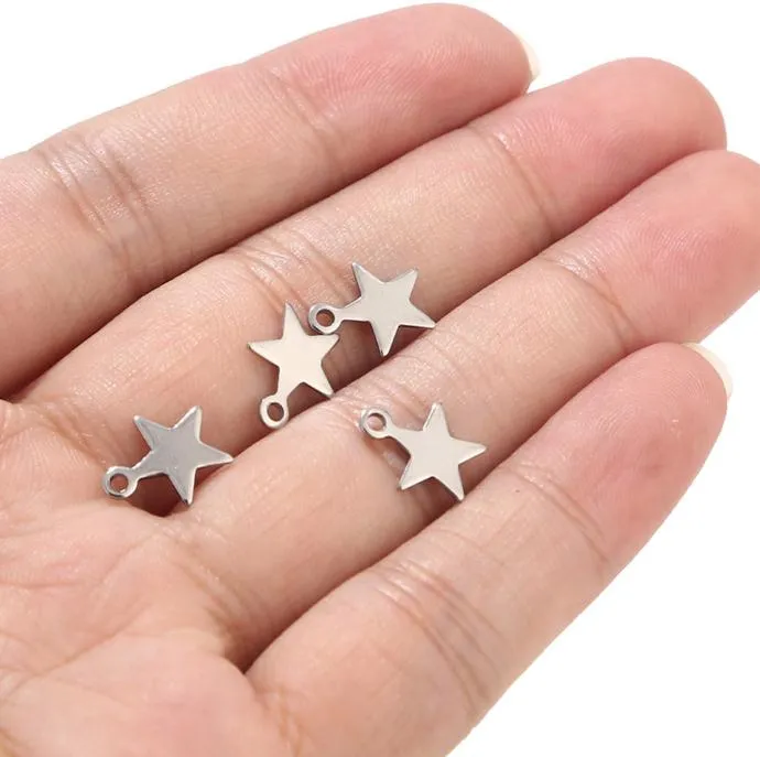 100 Stainless Steel Star Stainless Steel Charms For DIY Jewelry Making  Small Pendant Necklace, Bracelet, Tail Charps 10x8mm From Luckily8888,  $0.13